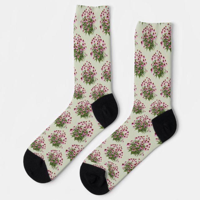 Group of Pink Coneflowers Socks (Left)