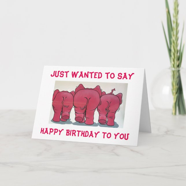 GROUP OF PINK ELEPHANTS HAPPY BIRTHDAY TO YOU! CARD (Front)