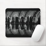 Group of Plains Zebra Drink Together at Night Mouse Pad<br><div class="desc">Africa,  East Africa,  Kenya,  Great Rift Valley,  Olkirimatian Conservancy,  plains zebra,  Equus quagga.  A group of plains zebra drink together at night.  B & W</div>