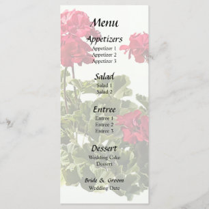 Group of Red Geraniums Menu