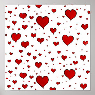 Group of Red Hearts Canvas Print