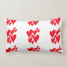 Group of red love heart in a pattern on cushion