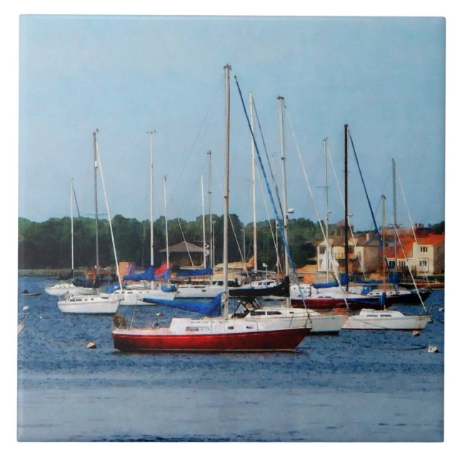 Group of Sailboats Newport RI Tile (Front)