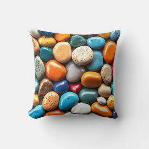 Group of Shiny Polished Coloured Rocks Throw Pillow