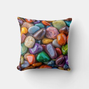 Group of Shiny Polished Coloured Rocks Throw Pillow