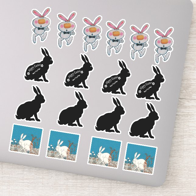 Group of Various Easter Bunny Rabbits White Black (Detail)