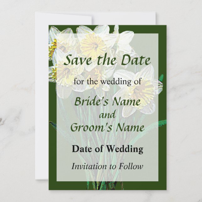 Group of White Daffodils Save The Date (Front)