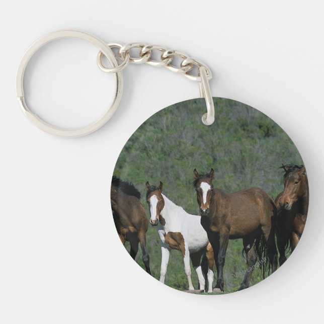 Group of Wild Mustang Horses Keychain (Front)