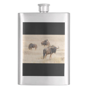 Group of wildebeest hip flask