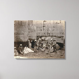 Group photograph in the Hall of Columns, Karnak, T Canvas Print