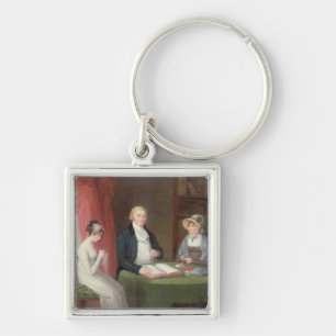 Group Portrait at a Drawing Room Table (oil on can Keychain