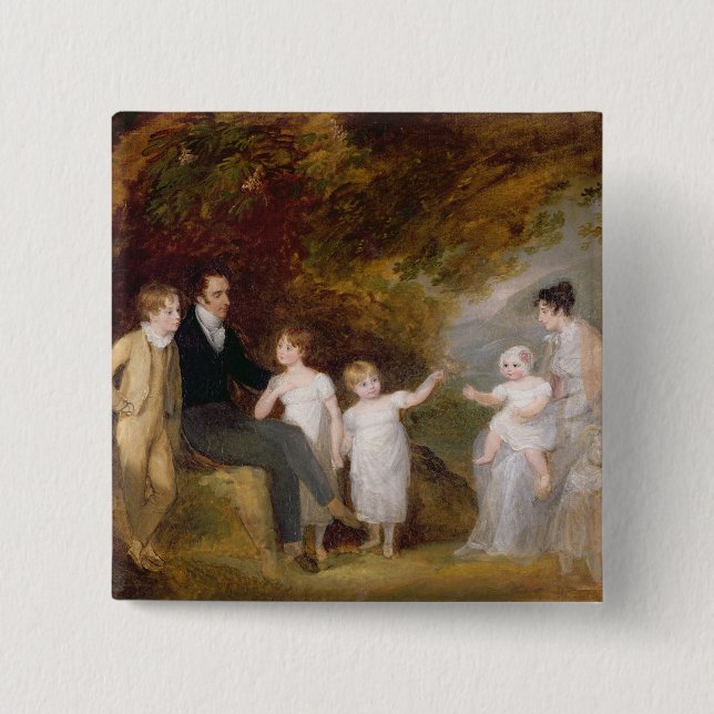 Group Portrait in a Wooded Landscape 2 Inch Square Button (Front)