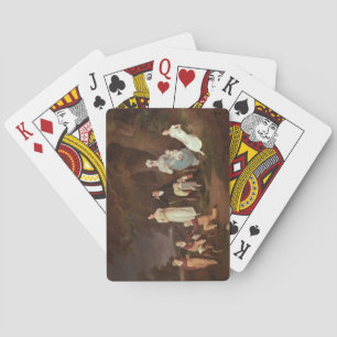 Group portrait of a Squire, his Wife and Children Playing Cards