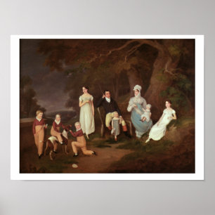 Group portrait of a Squire, his Wife and Children Poster