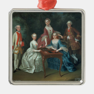 Group portrait of the Harrach family playing Metal Ornament