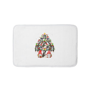 Group Santa Reindeer Elf Bernedoodles As Christmas Bath Mat