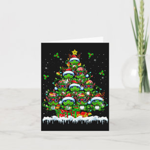 Group Santa Reindeer Elf Frogs Xmas Tree Colorful Card