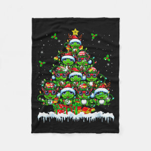 Group Santa Reindeer Elf Frogs Xmas Tree Colorful  Fleece Blanket