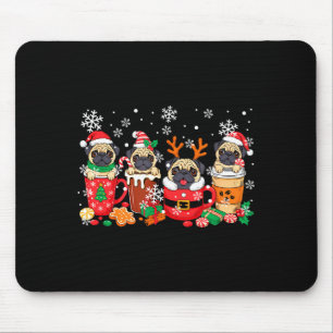 Group Santa Reindeer Pugs In Coffee C Christmas  Mouse Pad
