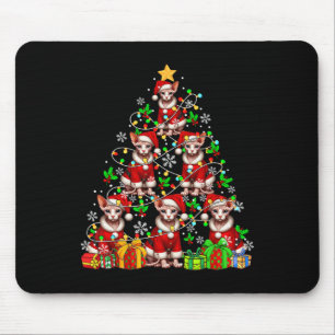 Group Santa Sphynx Cats As Xmas Tree Colourful Lig Mouse Pad