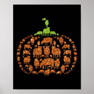 Group Sheeps Pumpkin Cute Shape Halloween Thanksgi Poster