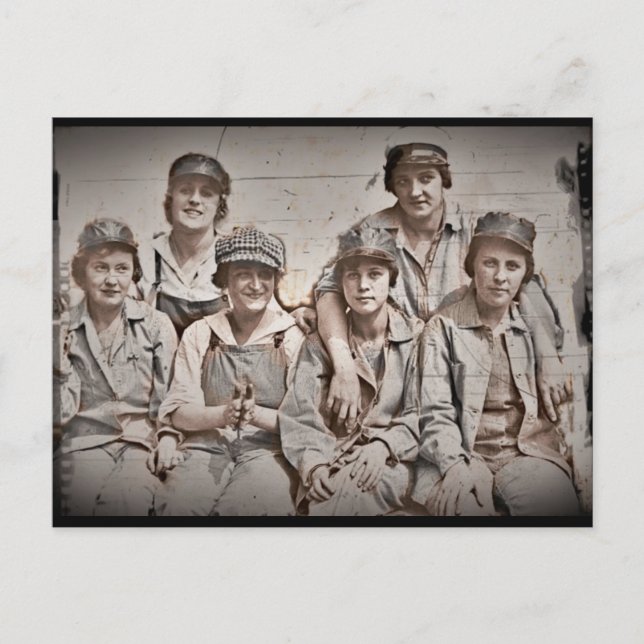 Group Shipyard Workers on Wharf Postcard (Front)