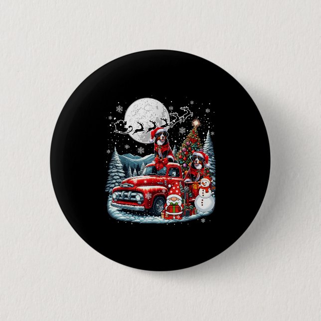 Group Xmas Gnome Santa Entlebucher Mountains On Ck 2 Inch Round Button (Front)