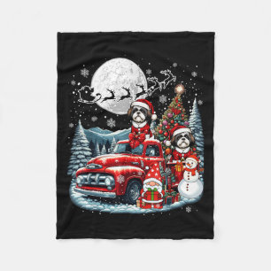 Group Xmas Gnome Snowman Santa Shih Tzus On Ckup T Fleece Blanket