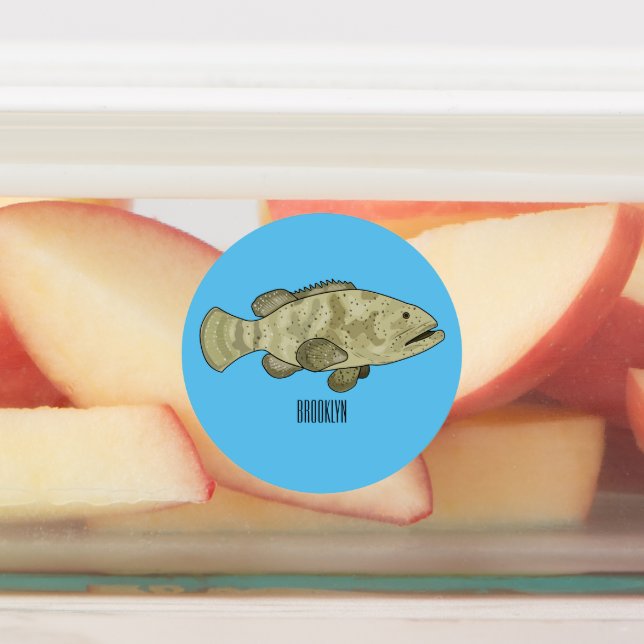 Grouper fish cartoon illustration (Affixed)