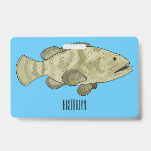 Grouper fish cartoon illustration badge