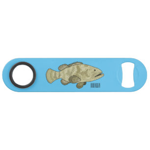 Grouper fish cartoon illustration bar key