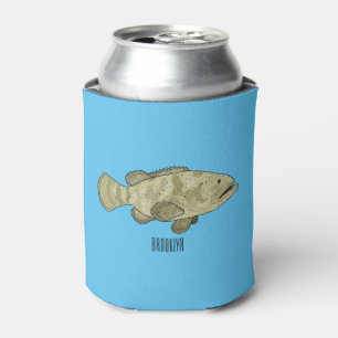 Grouper fish cartoon illustration can cooler