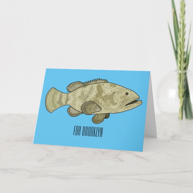 Grouper fish cartoon illustration card (Front)
