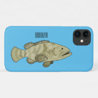 Grouper fish cartoon illustration