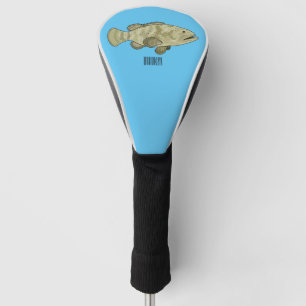 Grouper fish cartoon illustration golf head cover