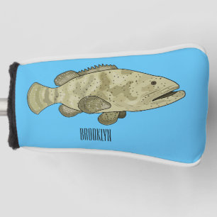 Grouper fish cartoon illustration golf head cover
