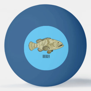 Grouper fish cartoon illustration ping pong ball