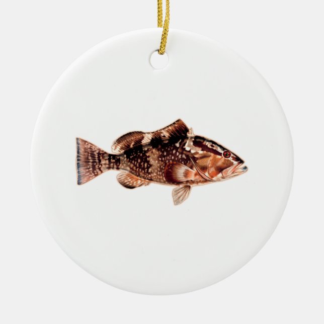 Grouper Fish Ceramic Ornament (Front)