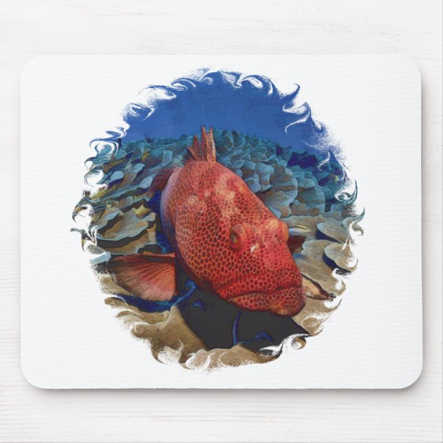 Grouper Fish On Coral Mouse Pad (Front)