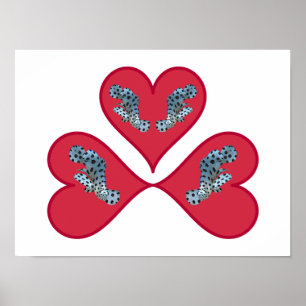 Grouper Twins - Three Red Heart Illustration Poster