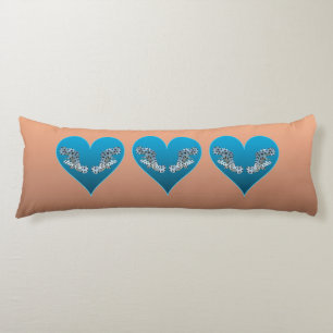Grouperfish - Blue Hearts, arranged horizontally Body Pillow