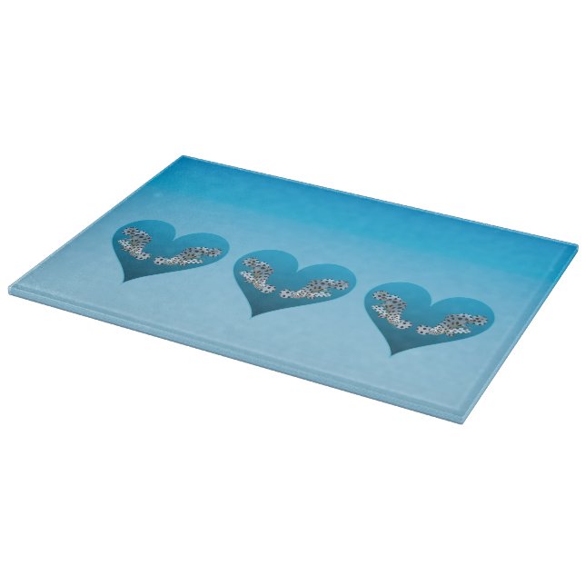 Grouperfish - Blue Hearts, arranged horizontally | Cutting Board (Corner)
