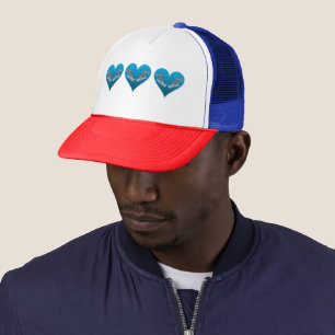 Grouperfish - Blue Hearts, arranged horizontally Trucker Hat