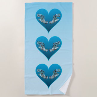 Grouperfish - Blue Hearts, arranged vertically | Beach Towel