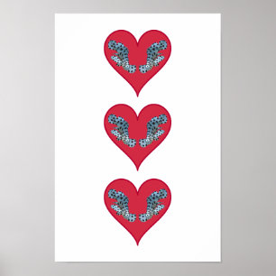 Grouperfish - Red Hearts, arranged vertically Poster