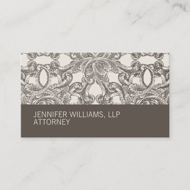 Groupon Taupe Damask Attorney Carte de visite (Devant)
