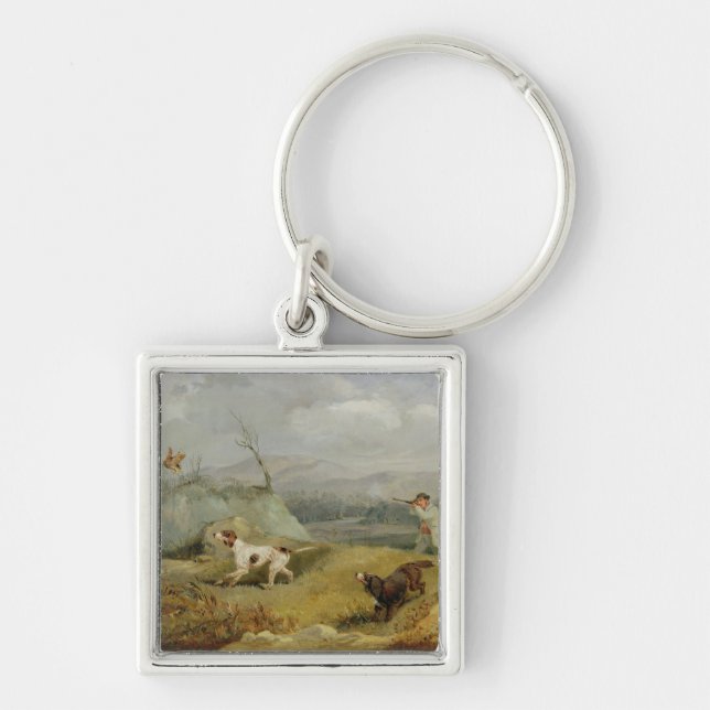 Grouse Shooting (oil on canvas) Keychain (Front)