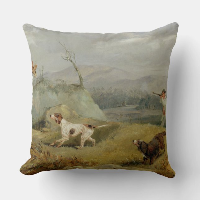 Grouse Shooting (oil on canvas) Throw Pillow (Front)