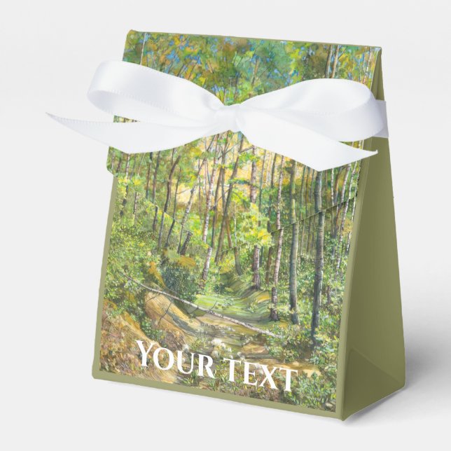 grove painting  watercolor on silk favor box (Front Side)