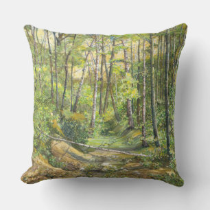 grove painting watercolor on silk outdoor pillow